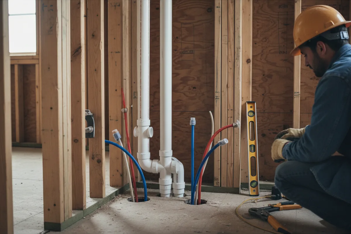 Drain and supply rough-in during Leak Detection in Lovettsville