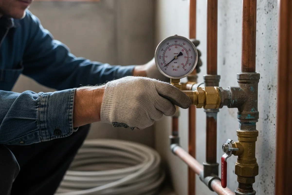 Pressure testing a repaired line during Water Line Repair in Lovettsville